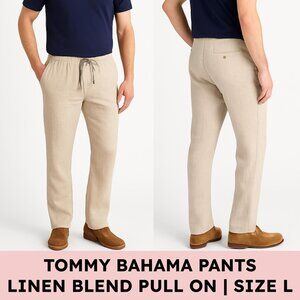 Tommy Bahama Beach Coast Linen-Blend Pull-On Pants Resort Beach L Stone Khaki